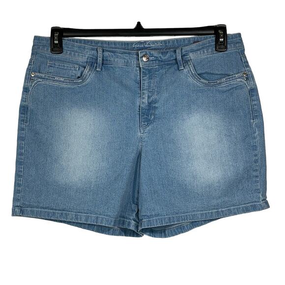 Gloria Vanderbilt SZ 14 Jacqueline Jean Shorts Embellished Stretch Light Wash - Picture 1 of 9